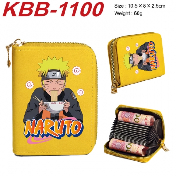Naruto Anime-themed bank card zipper cardholder with dimensions 10.5x8x2.5cm
