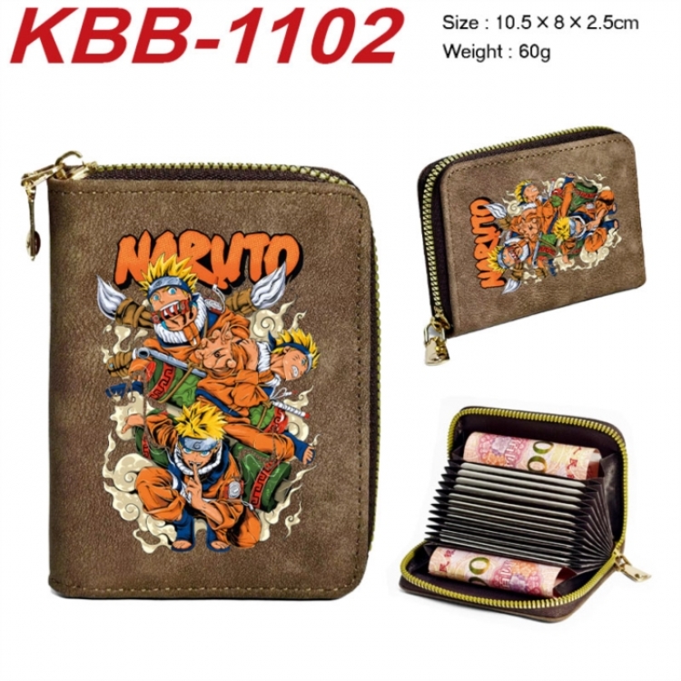 Naruto Anime-themed bank card zipper cardholder with dimensions 10.5x8x2.5cm