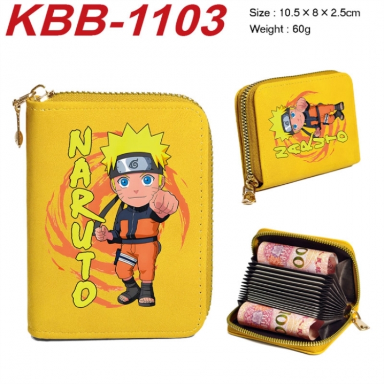 Naruto Anime-themed bank card zipper cardholder with dimensions 10.5x8x2.5cm