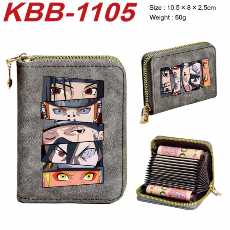 Naruto Anime-themed bank card zipper cardholder with dimensions 10.5x8x2.5cm