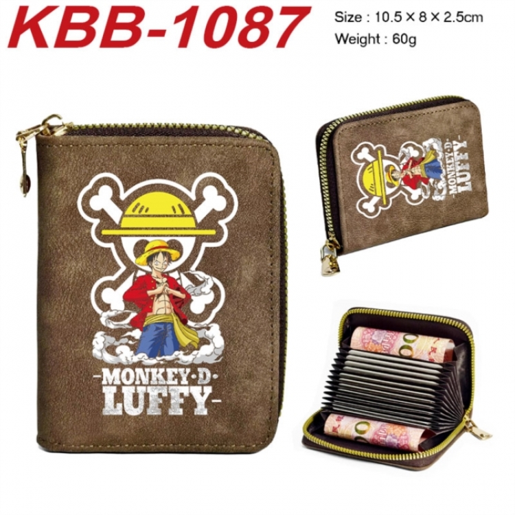 One Piece Anime-themed bank card zipper cardholder with dimensions 10.5x8x2.5cm