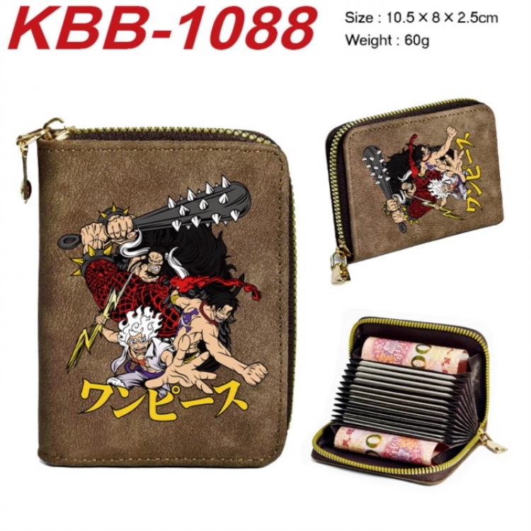 One Piece Anime-themed bank card zipper cardholder with dimensions 10.5x8x2.5cm