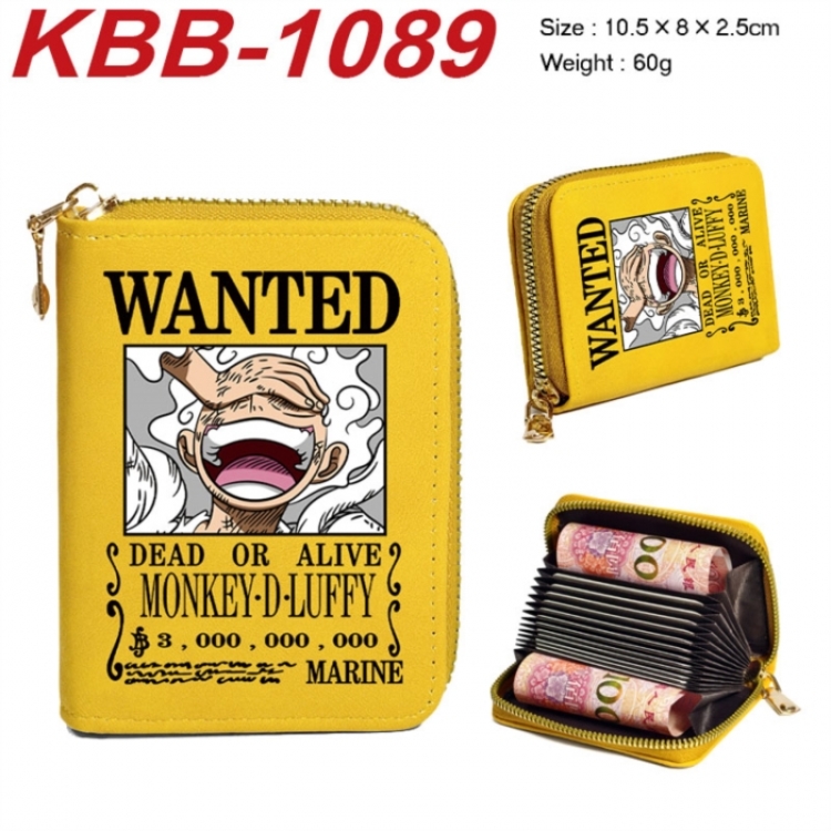 One Piece Anime-themed bank card zipper cardholder with dimensions 10.5x8x2.5cm