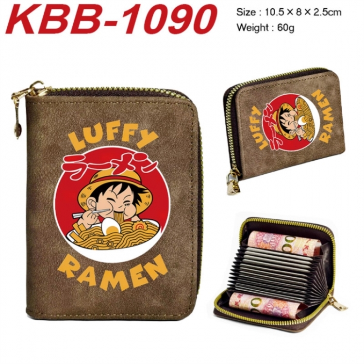 One Piece Anime-themed bank card zipper cardholder with dimensions 10.5x8x2.5cm