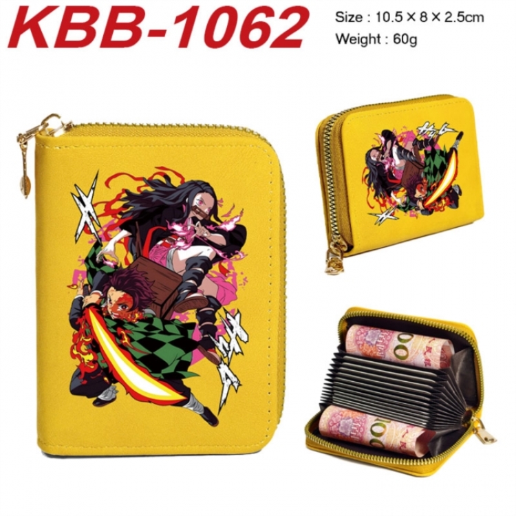Demon Slayer Kimets Anime-themed bank card zipper cardholder with dimensions 10.5x8x2.5cm
