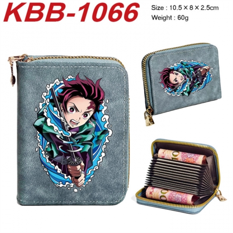 Demon Slayer Kimets Anime-themed bank card zipper cardholder with dimensions 10.5x8x2.5cm