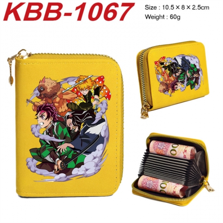 Demon Slayer Kimets Anime-themed bank card zipper cardholder with dimensions 10.5x8x2.5cm