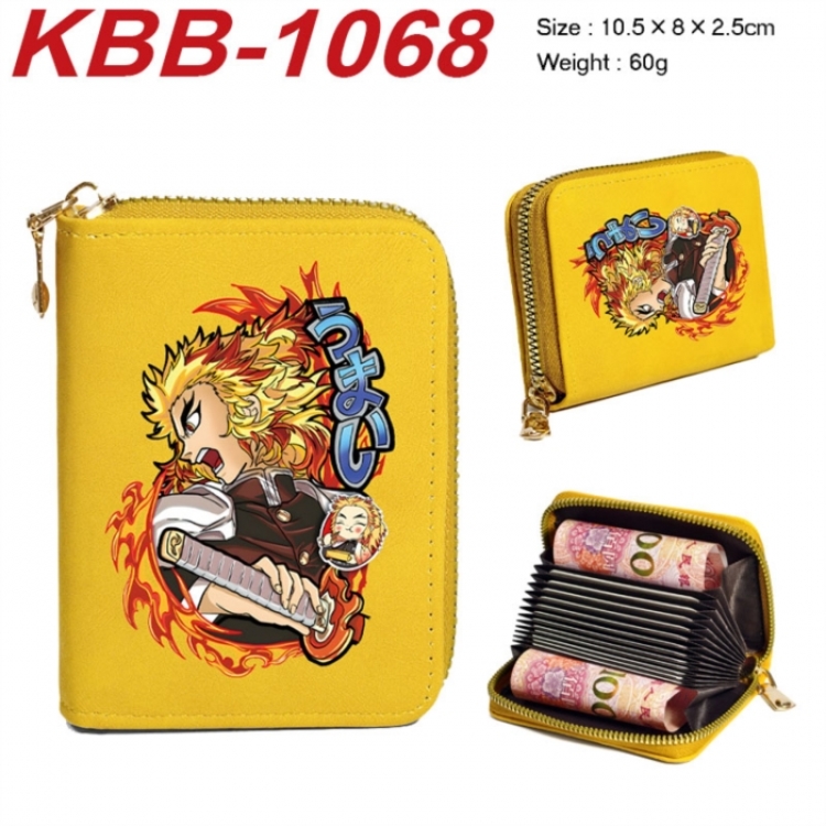 Demon Slayer Kimets Anime-themed bank card zipper cardholder with dimensions 10.5x8x2.5cm