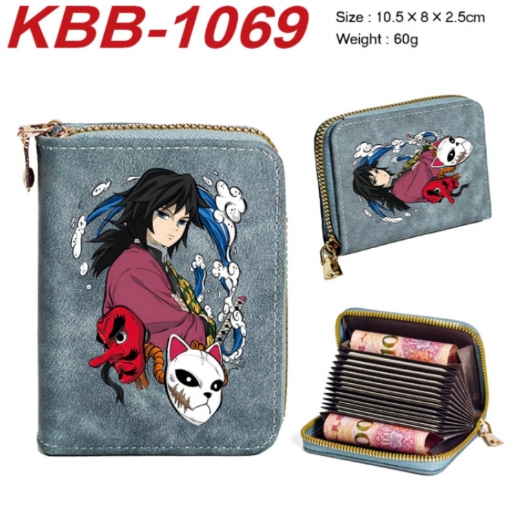 Demon Slayer Kimets Anime-themed bank card zipper cardholder with dimensions 10.5x8x2.5cm