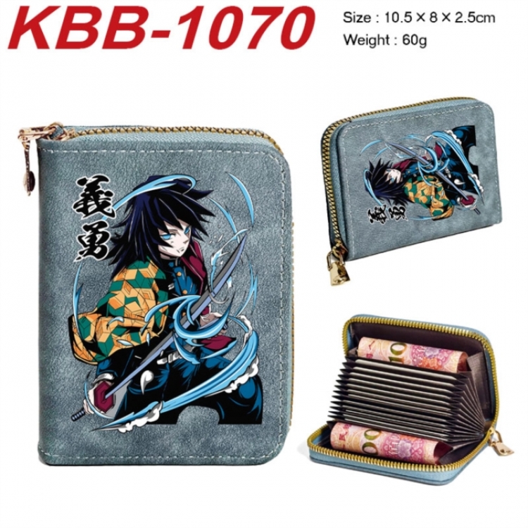 Demon Slayer Kimets Anime-themed bank card zipper cardholder with dimensions 10.5x8x2.5cm