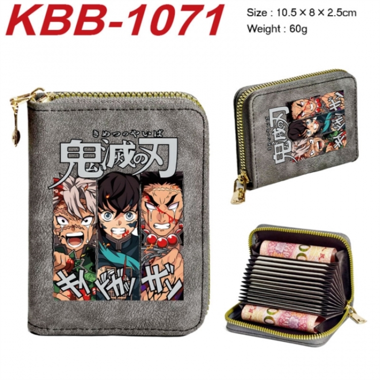 Demon Slayer Kimets Anime-themed bank card zipper cardholder with dimensions 10.5x8x2.5cm