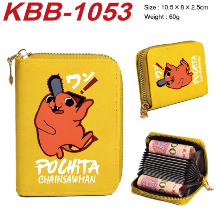 Chainsaw Man  Anime-themed bank card zipper cardholder with dimensions 10.5x8x2.5cm
