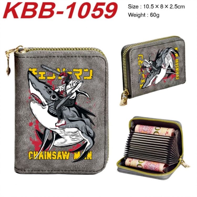 Chainsaw Man  Anime-themed bank card zipper cardholder with dimensions 10.5x8x2.5cm