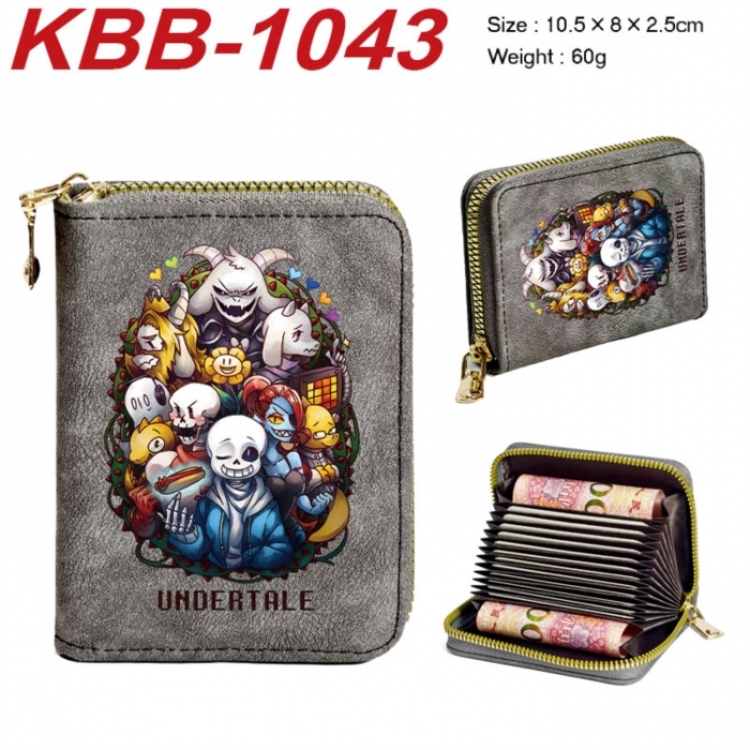Undertale Anime-themed bank card zipper cardholder with dimensions 10.5x8x2.5cm