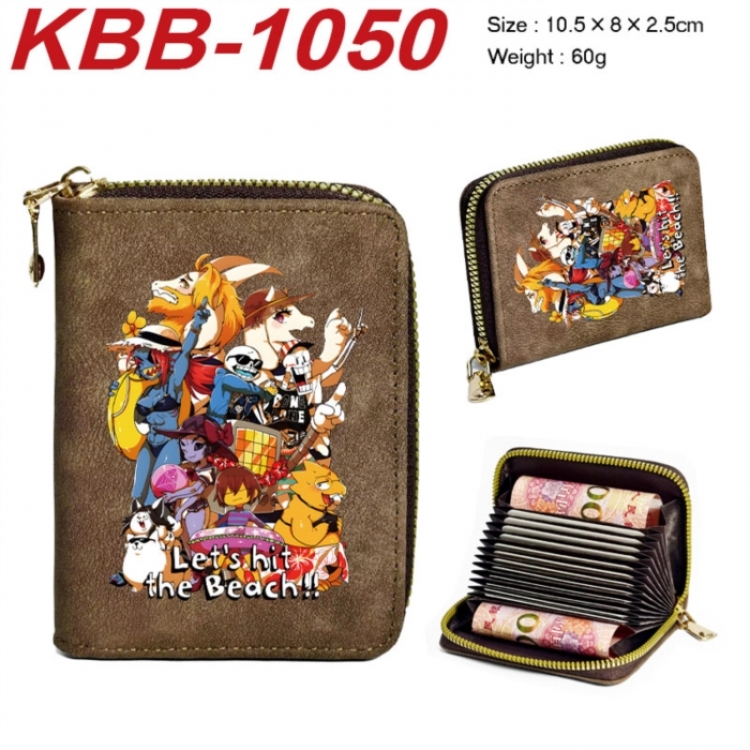 Undertale Anime-themed bank card zipper cardholder with dimensions 10.5x8x2.5cm
