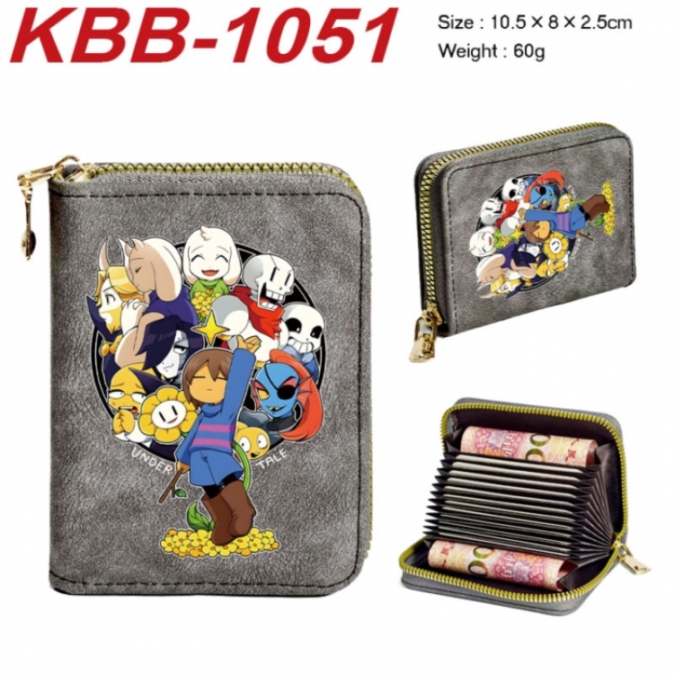 Undertale Anime-themed bank card zipper cardholder with dimensions 10.5x8x2.5cm