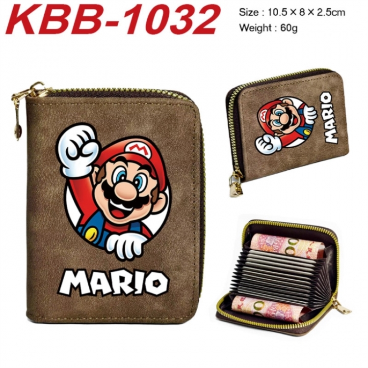Super Mario Anime-themed bank card zipper cardholder with dimensions 10.5x8x2.5cm