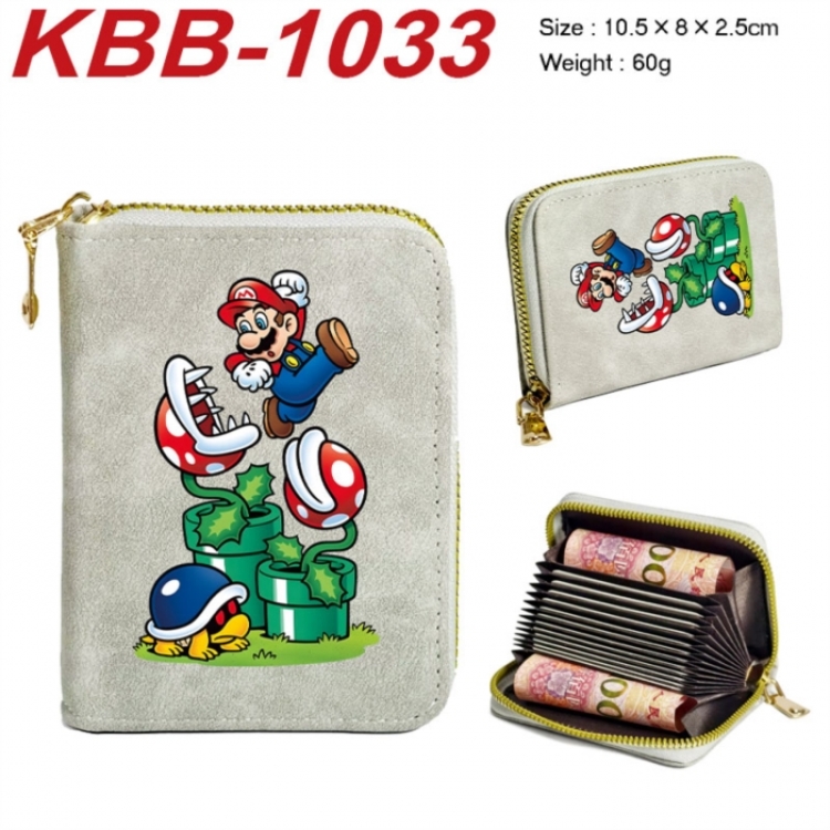 Super Mario Anime-themed bank card zipper cardholder with dimensions 10.5x8x2.5cm