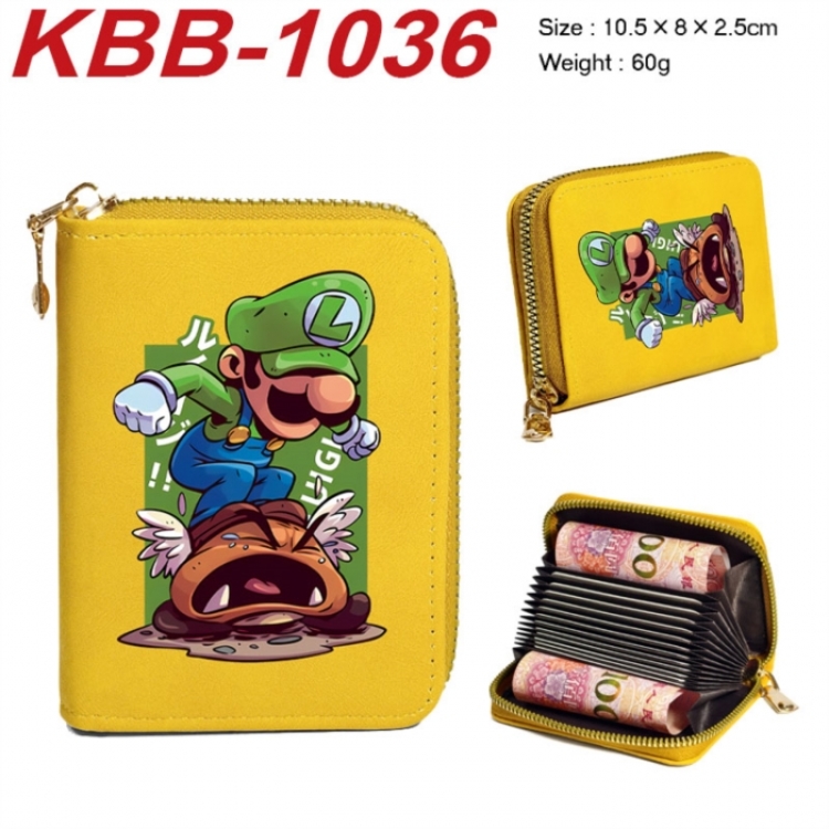 Super Mario Anime-themed bank card zipper cardholder with dimensions 10.5x8x2.5cm