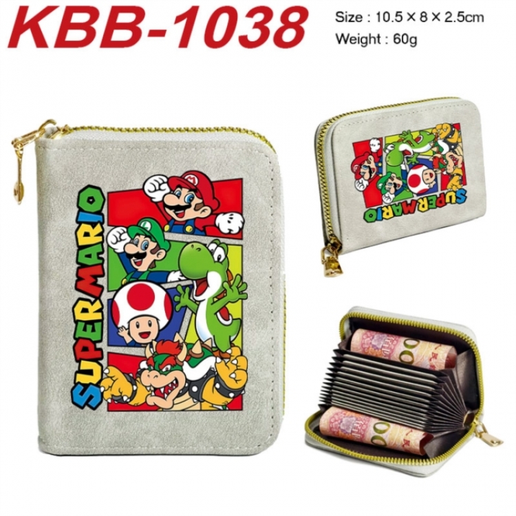 Super Mario Anime-themed bank card zipper cardholder with dimensions 10.5x8x2.5cm