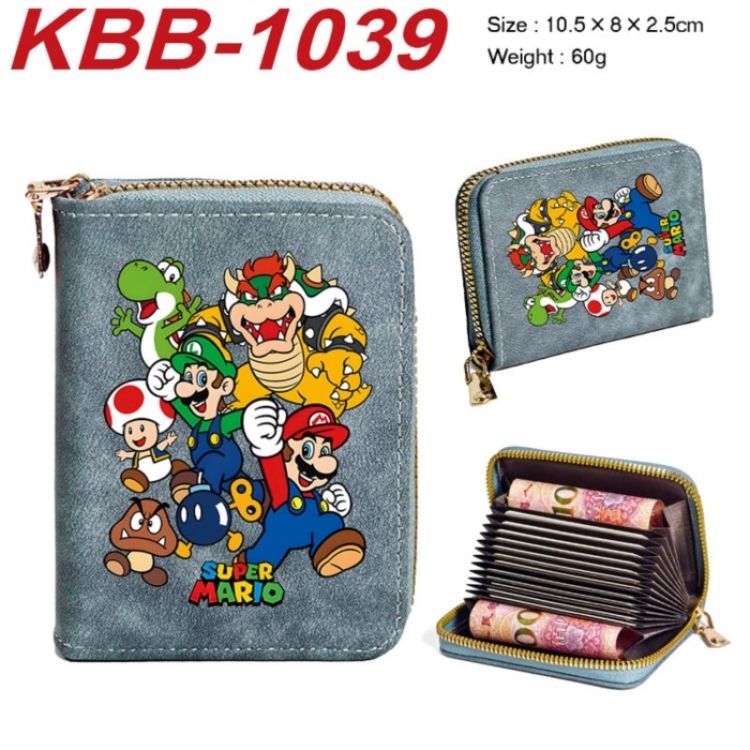 Super Mario Anime-themed bank card zipper cardholder with dimensions 10.5x8x2.5cm
