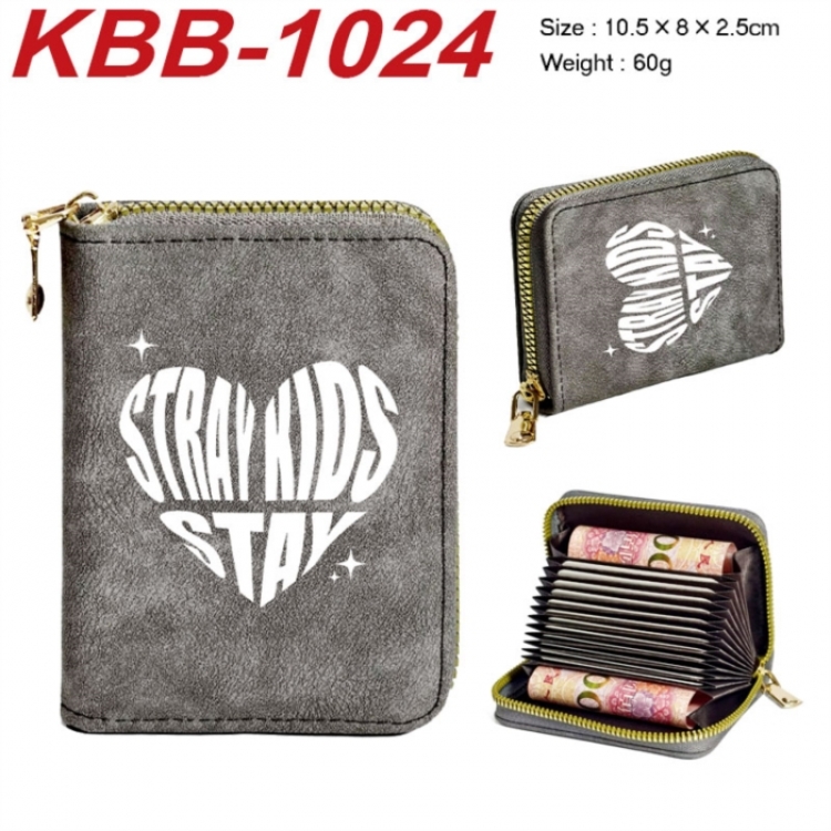 StrayKids Anime-themed bank card zipper cardholder with dimensions 10.5x8x2.5cm