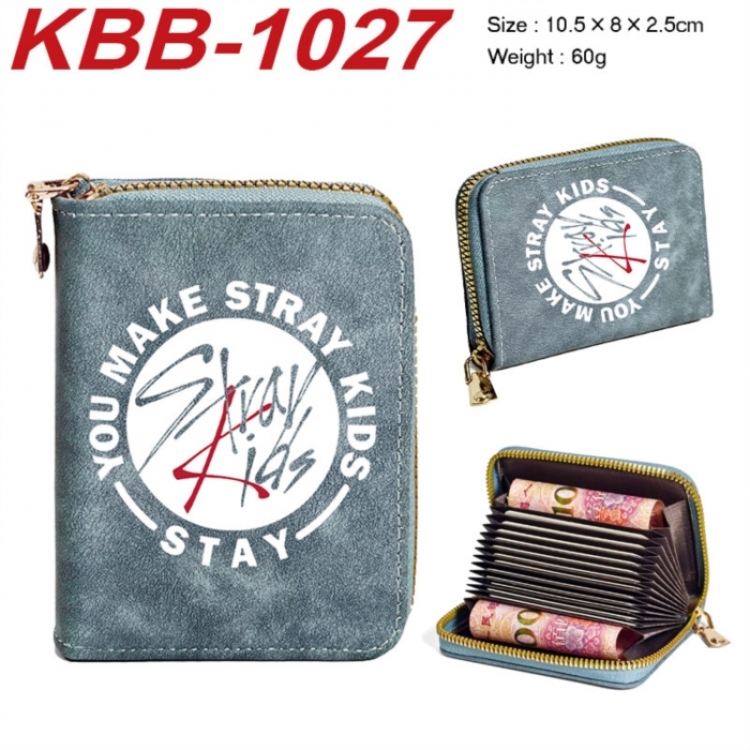 StrayKids Anime-themed bank card zipper cardholder with dimensions 10.5x8x2.5cm