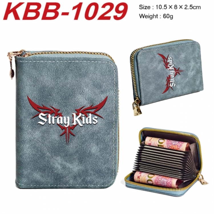 StrayKids Anime-themed bank card zipper cardholder with dimensions 10.5x8x2.5cm