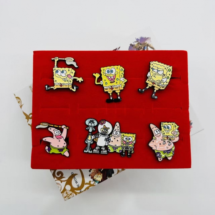 SpongeBob Anime peripheral badge brooch box  a set of 6 pieces