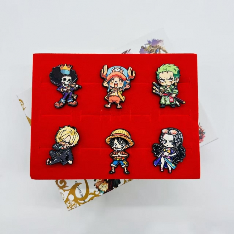 One Piece Anime peripheral badge brooch box  a set of 6 pieces