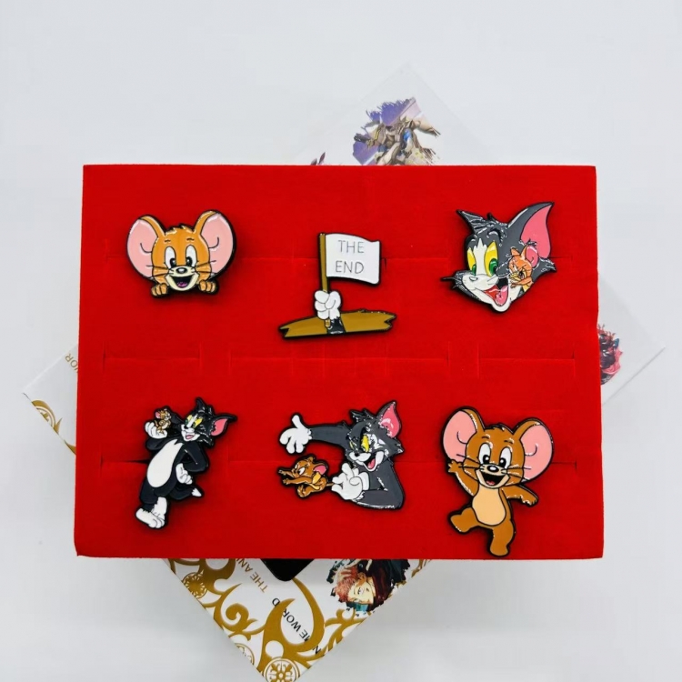 Tom and Jerry Anime peripheral badge brooch box  a set of 6 pieces