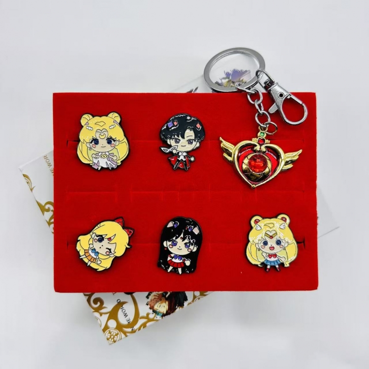 sailormoon Anime peripheral badge brooch keychain box set