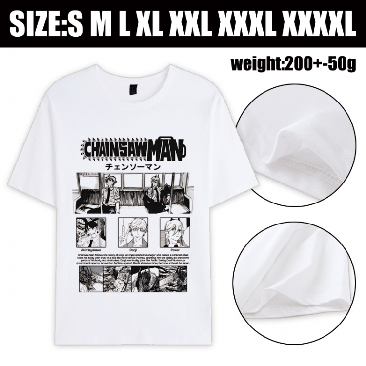 Chainsaw Man Anime printed pure cotton short sleeved T-shirt from S to 4XL