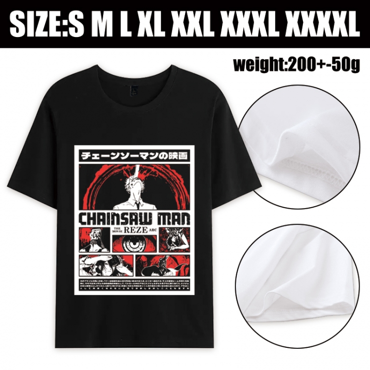 Chainsaw Man Anime printed pure cotton short sleeved T-shirt from S to 4XL