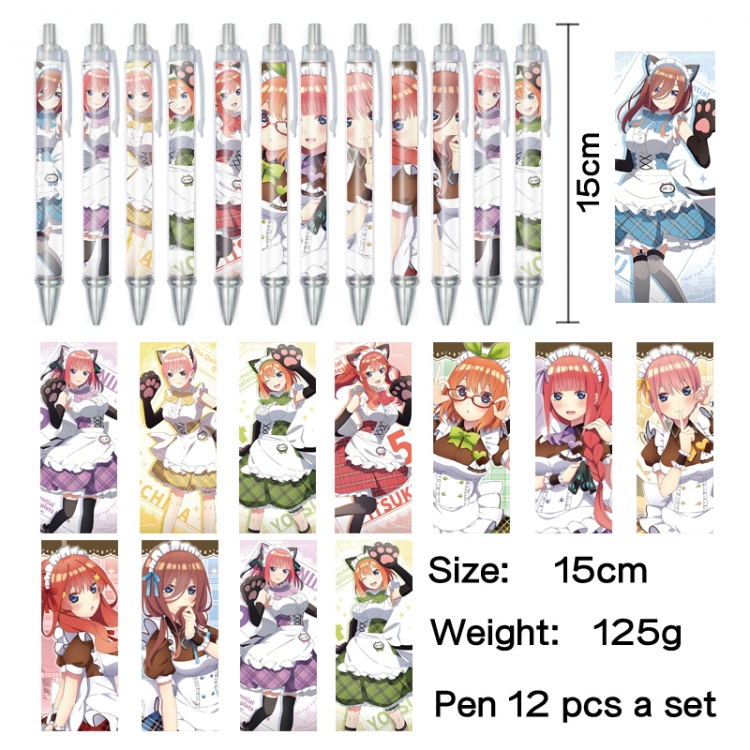 The Quintessential Quintuplets Anime peripheral student color picture ballpoint pen neutral pen 15cm a set of 12
