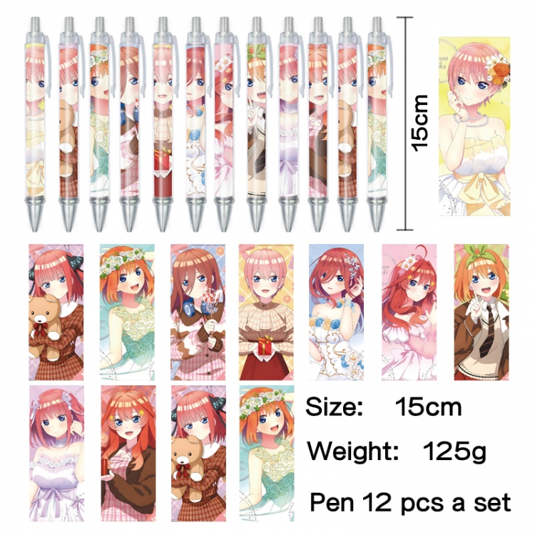 The Quintessential Quintuplets Anime peripheral student color picture ballpoint pen neutral pen 15cm a set of 12