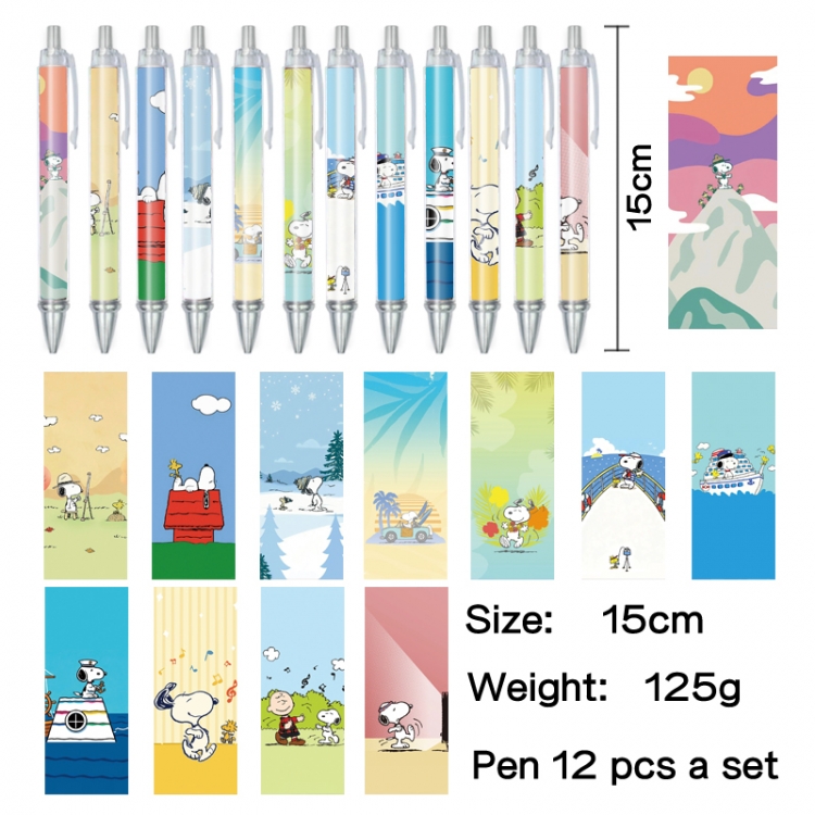 SNOOPY  Anime peripheral student color picture ballpoint pen neutral pen 15cm a set of 12