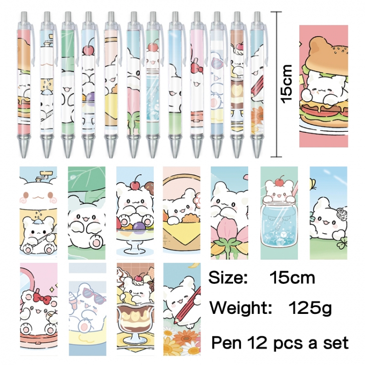 Hanamaru Anime peripheral student color picture ballpoint pen neutral pen 15cm a set of 12
