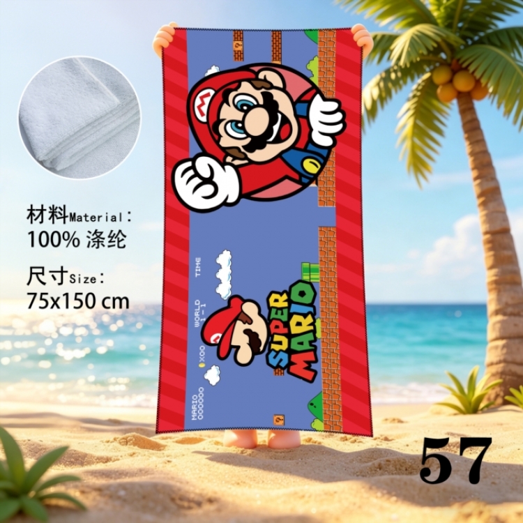Super Mario Anime peripheral beach towel sweatshirt 75x150cm