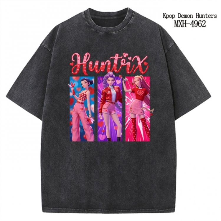 K-Pop:Demon Hunters Anime peripheral pure cotton washed and worn T-shirt from S to 2XL