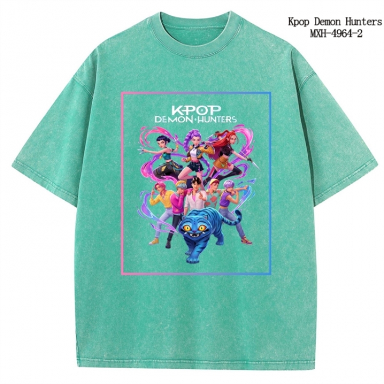 K-Pop:Demon Hunters Anime peripheral pure cotton washed and worn T-shirt from S to 2XL
