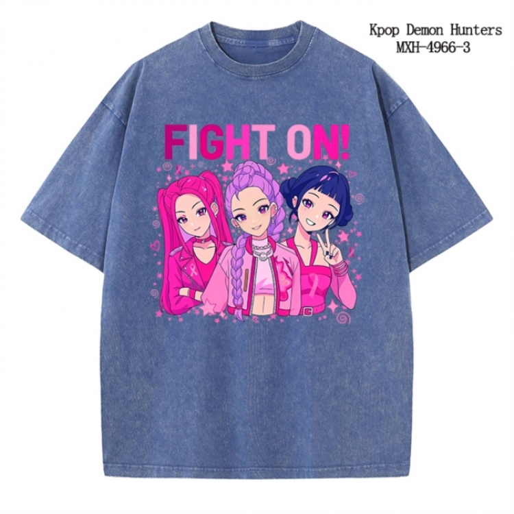 K-Pop:Demon Hunters Anime peripheral pure cotton washed and worn T-shirt from S to 2XL
