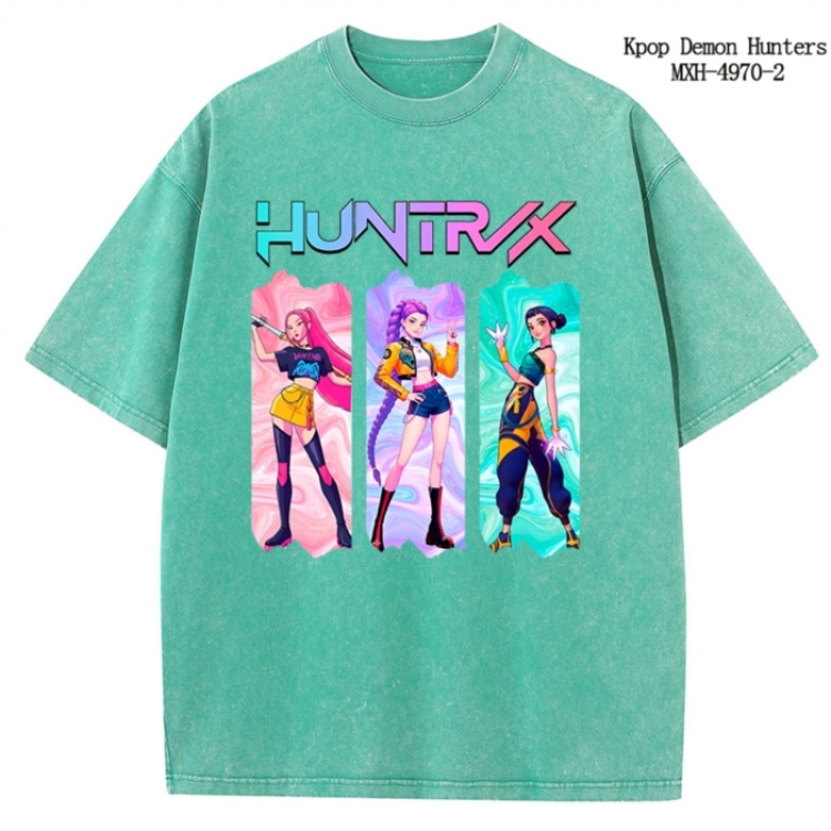 K-Pop:Demon Hunters Anime peripheral pure cotton washed and worn T-shirt from S to 2XL