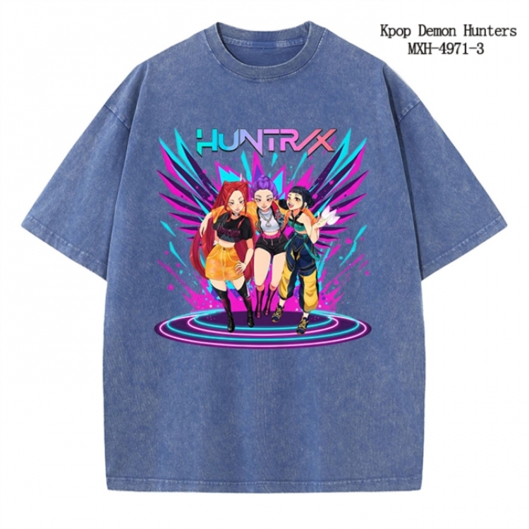 K-Pop:Demon Hunters Anime peripheral pure cotton washed and worn T-shirt from S to 2XL