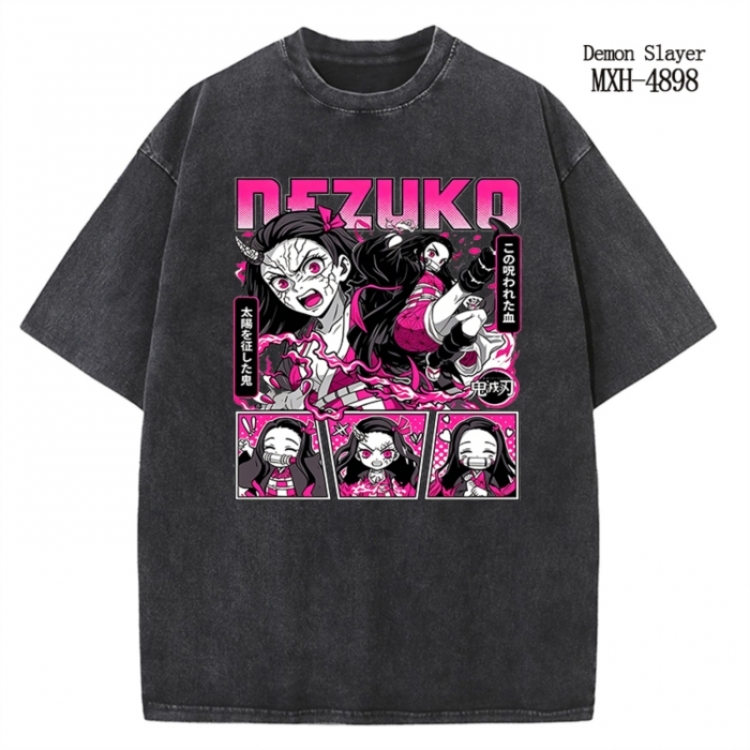 Demon Slayer Kimets Anime peripheral pure cotton washed and worn T-shirt from S to 2XL