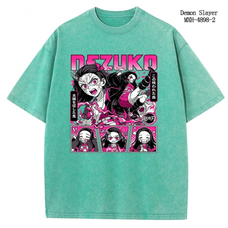 Demon Slayer Kimets Anime peripheral pure cotton washed and worn T-shirt from S to 2XL