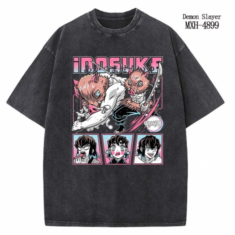 Demon Slayer Kimets Anime peripheral pure cotton washed and worn T-shirt from S to 2XL