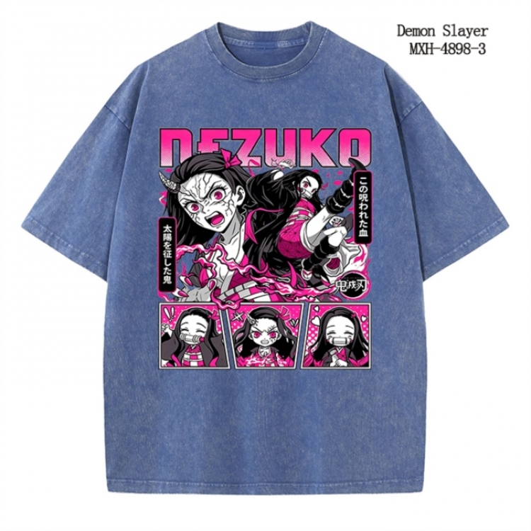 Demon Slayer Kimets Anime peripheral pure cotton washed and worn T-shirt from S to 2XL
