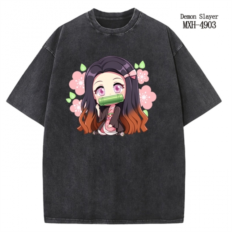 Demon Slayer Kimets Anime peripheral pure cotton washed and worn T-shirt from S to 2XL