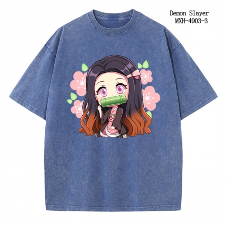 Demon Slayer Kimets Anime peripheral pure cotton washed and worn T-shirt from S to 2XL